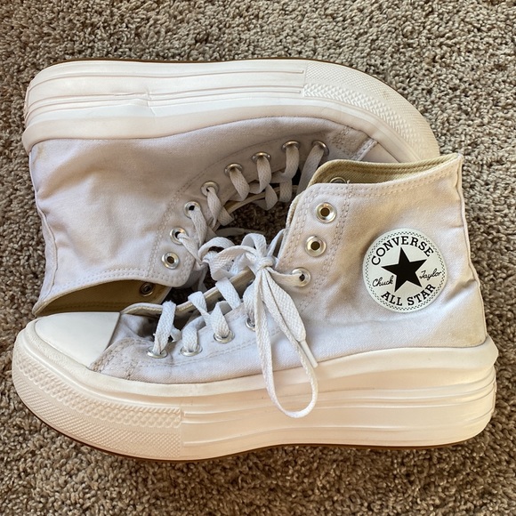 Converse Shoes - Converse All Star Off Move White Platform High Top Sneakers 9